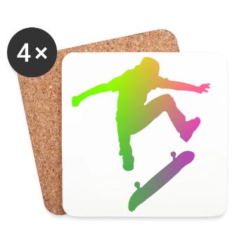 patineur - Dessous de verre (lot de 4) - blanc - Devant