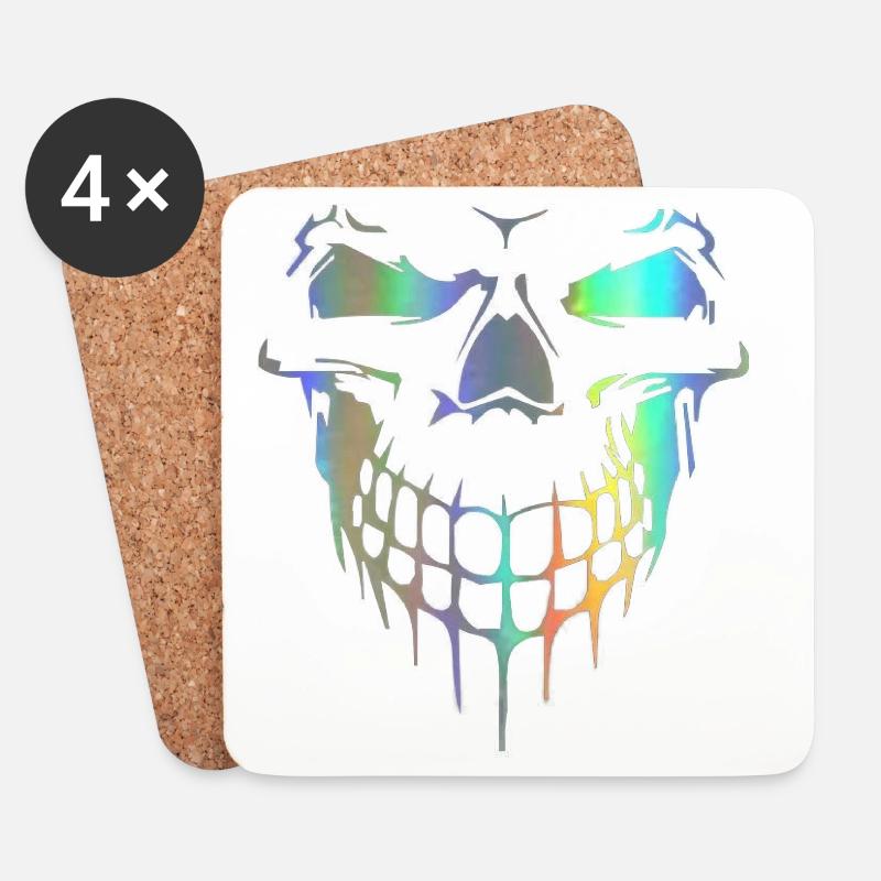 Totenkopf - Untersetzer (4er-Set) - Weiß