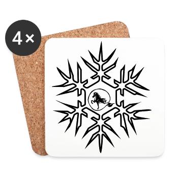 Cheval islandais avec cristal de glace grand motif d’hiver - Dessous de verre (lot de 4) - blanc - Devant