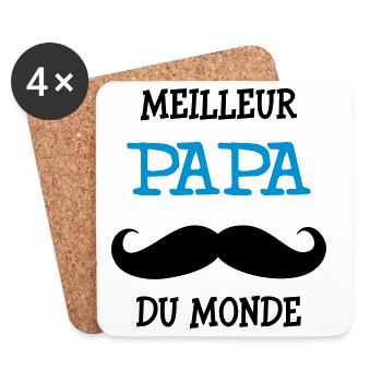 Meilleur Papa du Monde - Dessous de verre (lot de 4) - blanc - Devant