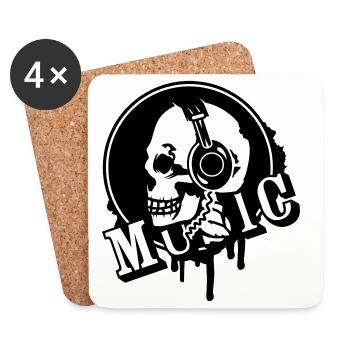 Totenkopf mit Graffiti Kopfhörer Patch - Untersetzer (4er-Set) - Weiß - Vorne