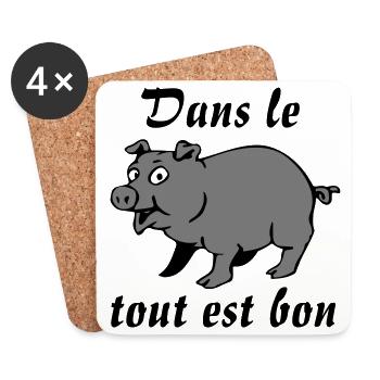 bon cochon - Dessous de verre (lot de 4) - blanc - Devant