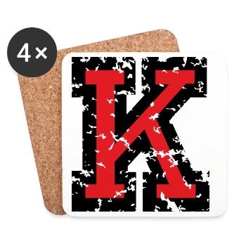 K (Vintage Rot) Buchstabe K - Untersetzer (4er-Set) - Weiß - Vorne