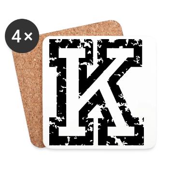 K (Vintage Weiß) Buchstabe K - Untersetzer (4er-Set) - Weiß - Vorne