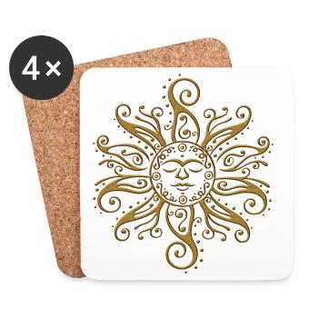 Sonne Gold Goldene Sonne Mehndi Summer Vibes - Untersetzer (4er-Set) - Weiß - Vorne