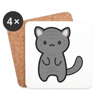 Tiger Katze - Untersetzer (4er-Set) - Weiß - Vorne