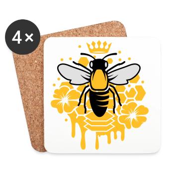 Une abeille avec une couronne - Dessous de verre (lot de 4) - blanc - Devant