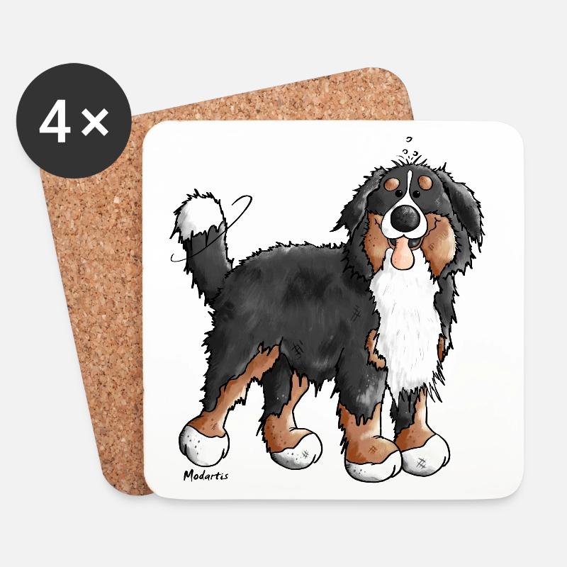 Fröhlicher Berner Sennenhund - Hund - Untersetzer (4er-Set) - Weiß