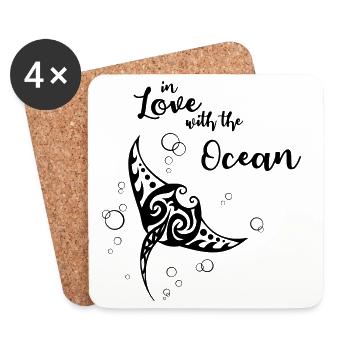In Love with the Ocean - Manta - Untersetzer (4er-Set) - Weiß - Vorne