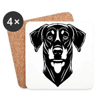 Dobermann - Untersetzer (4er-Set) - Weiß - Vorne