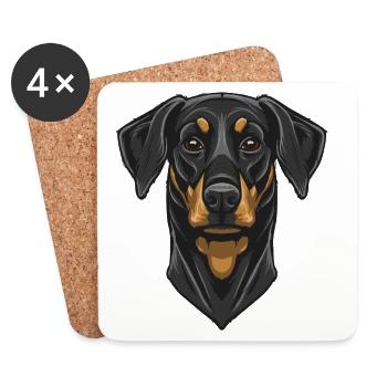 Dobermann - Untersetzer (4er-Set) - Weiß - Vorne