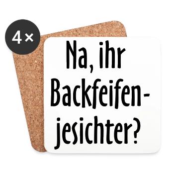 Berlin Spruch: Na, ihr Backfeifenjesichter? - Untersetzer (4er-Set) - Weiß - Vorne