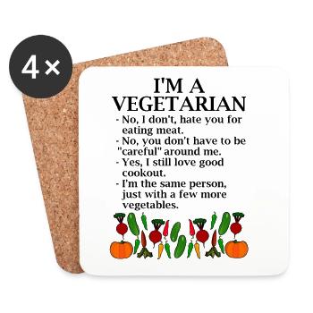 I'm a vegetarian. Vegetarian quotes - Coasters (set of 4) - white - Front
