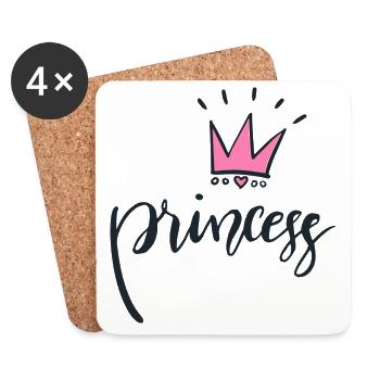Princesse avec couronne - Dessous de verre (lot de 4) - blanc - Devant