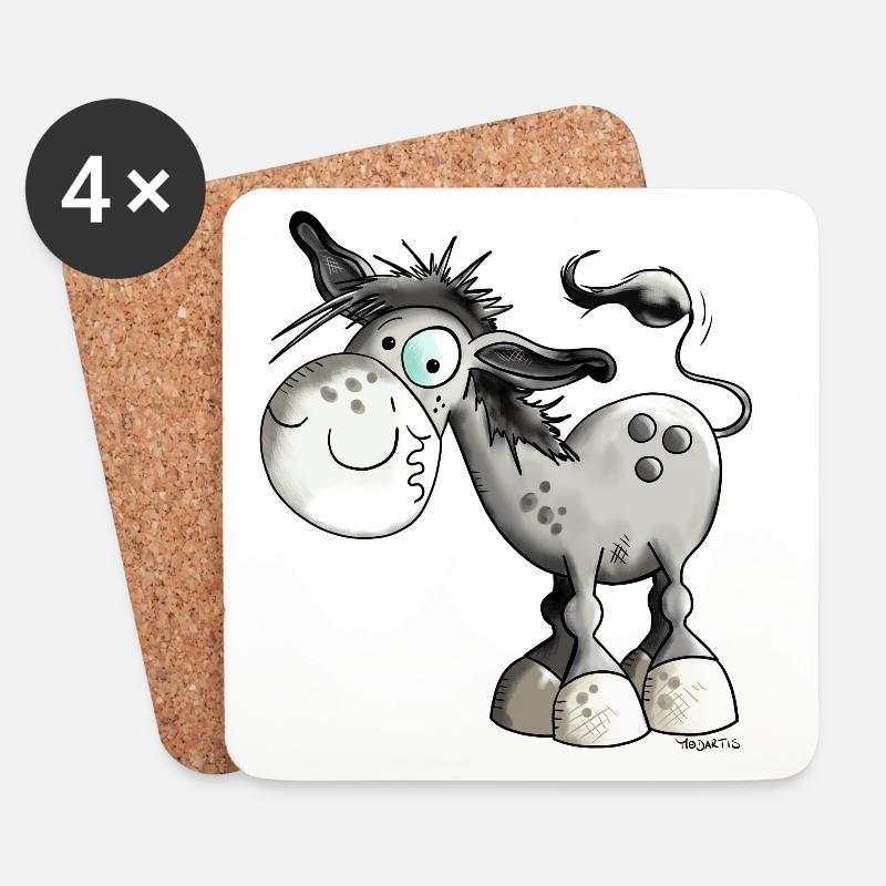 Funny Donkey - Coasters (set of 4) - white