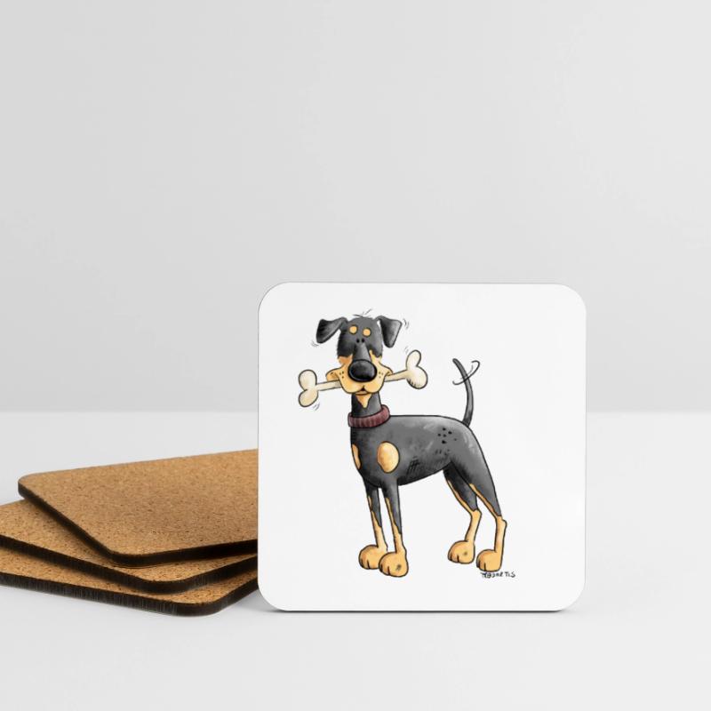 Dobermann Oder Pinscher mit Knochen Untersetzer (4er-Set)