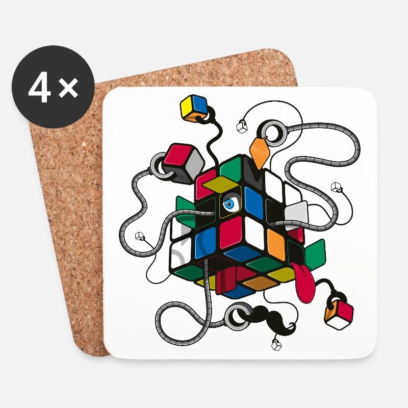 Rubik's Cube Robot Style - Coasters (set of 4) - white