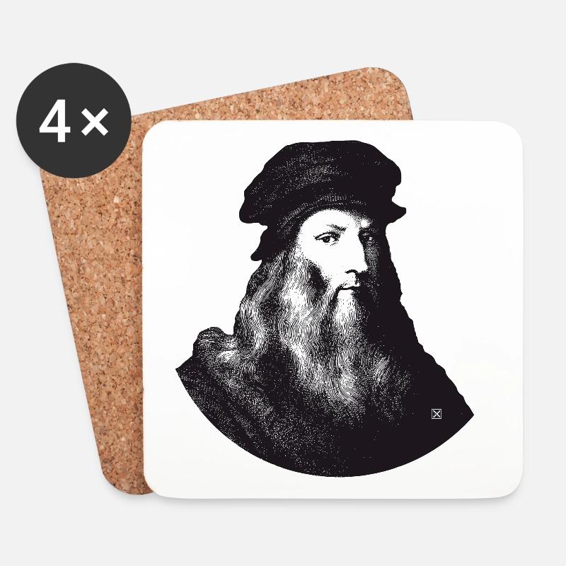 Leonardo Da Vinci - Untersetzer (4er-Set) - Weiß