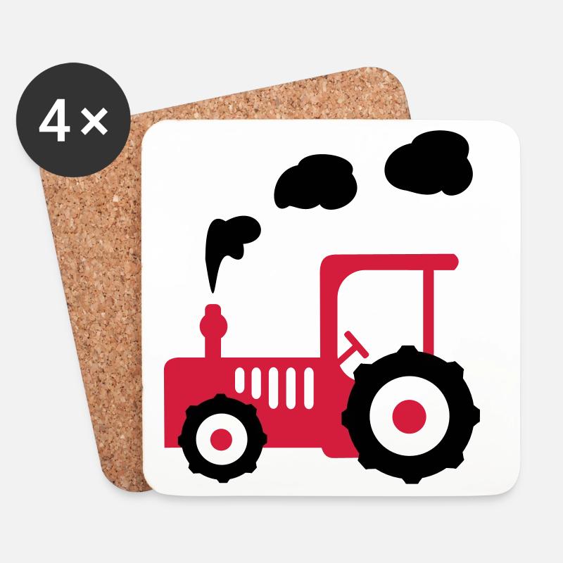 traktor landwirtschaft - Untersetzer (4er-Set) - Weiß