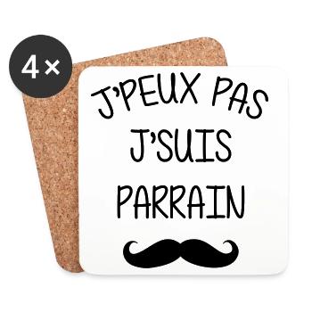 Parrain / Oncle / Tonton / Famille / Filleul - Dessous de verre (lot de 4) - blanc - Devant