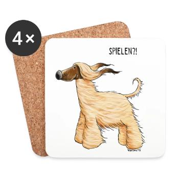 Süßer Afghanischer Windhund - Afghan - Hund - Untersetzer (4er-Set) - Weiß - Vorne