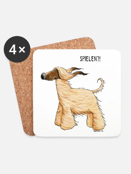 Süßer Afghanischer Windhund - Afghan - Hund - Untersetzer (4er-Set) - Weiß