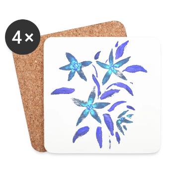 Blumen - Malve - Blüten - Untersetzer (4er-Set) - Weiß - Vorne