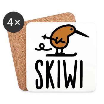 Skiwi marrant kiwi oiseau Nouvelle-Zélande dessin - Dessous de verre (lot de 4) - blanc - Devant