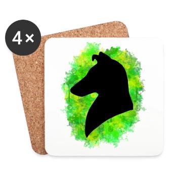 Colley shorthair vert jaune - Dessous de verre (lot de 4) - blanc - Devant