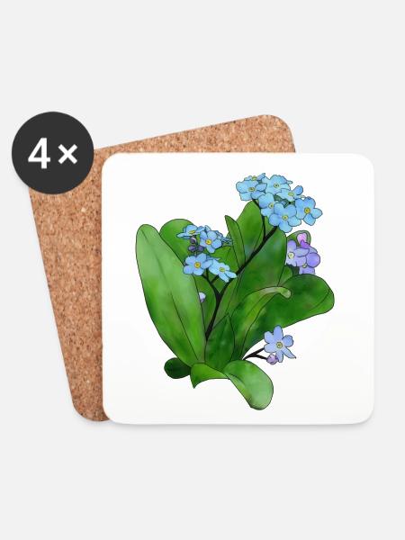 Vergissmeinicht - Untersetzer (4er-Set) - Weiß