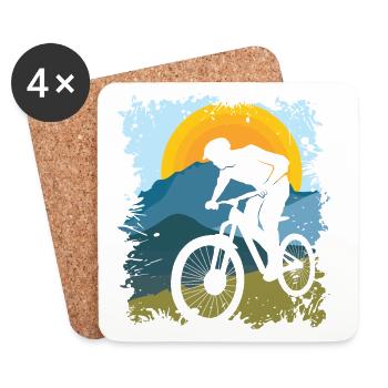 Mountain Bike | Mountains | Sun | Nature | Sport - Coasters (set of 4) - white - Front