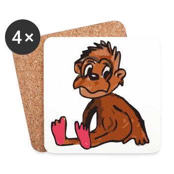 singe singe - Dessous de verre (lot de 4) - blanc - Devant