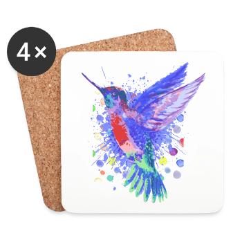 Kolibri Vogel - Schöner bunter Vogel - Untersetzer (4er-Set) - Weiß - Vorne
