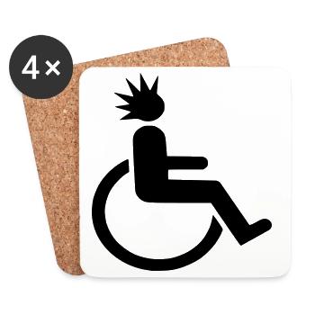 Utilisateur d’un fauteuil roulant avec une coupe de cheveux punk # - Dessous de verre (lot de 4) - blanc - Devant