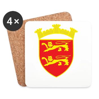 RED COAT OF ARMS LION TOWER GOLD COPYRIGHT RUNEMBERG - Coasters (set of 4) - white - Front