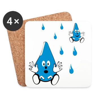 Little Water Drop Friends - Coasters (set of 4) - white - Front