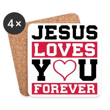 Jesus loves you heart - Coasters (set of 4) - white - Front