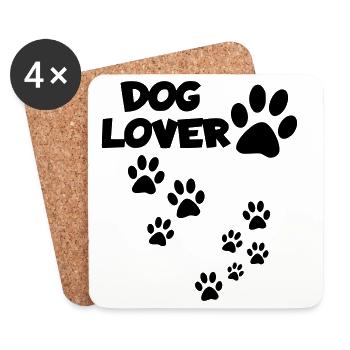 Amoureux des chiens, amoureux des animaux, chien, pattes # - Dessous de verre (lot de 4) - blanc - Devant