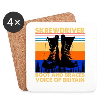 Skrewdriver Stiefel und Zahnspangen Stimme von Großbritannien - Untersetzer (4er-Set) - Weiß - Vorne