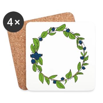 heidelbeer Kranz - Untersetzer (4er-Set) - Weiß - Vorne