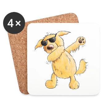 Funny Dab Dance Golden Retriever I Dog Comic - Coasters (set of 4) - white - Front