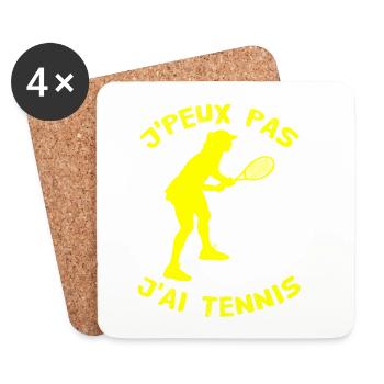 J'peux pas, J'ai Tennis - jaune - Dessous de verre (lot de 4) - blanc - Devant