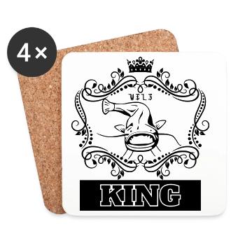 Angeln König Wels Waller Geschenk Idee - Untersetzer (4er-Set) - Weiß - Vorne