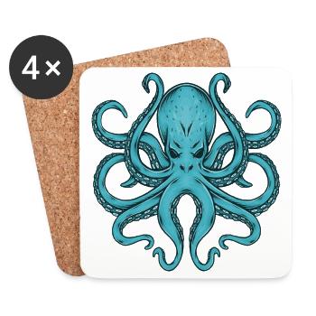 Tintenfisch Kraken Oktopus Kalmar Meer Geschenk - Untersetzer (4er-Set) - Weiß - Vorne