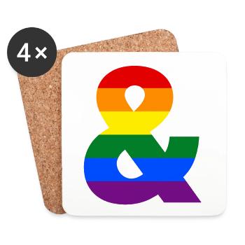 Pride Rainbow Ampersand - Coasters (set of 4) - white - Front
