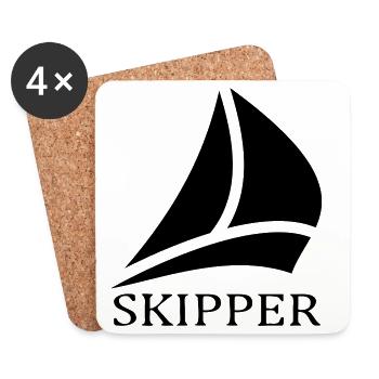 Skipper Sailboat Logo - Coasters (set of 4) - white - Front