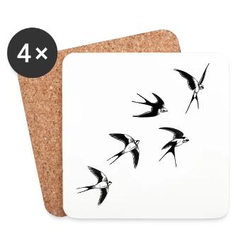 Oiseaux hirondelles  - Dessous de verre (lot de 4) - blanc - Devant