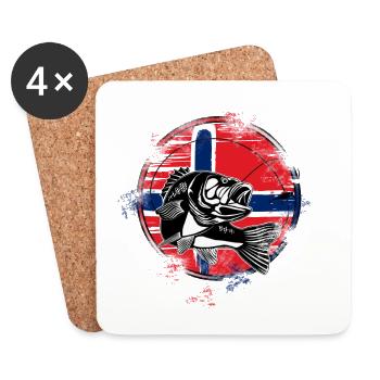 Pêche en Norvège - Dessous de verre (lot de 4) - blanc - Devant