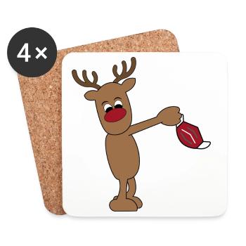 Lustige Geschenke zu Weihnachten in Coronazeiten - Untersetzer (4er-Set) - Weiß - Vorne