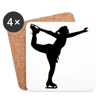 Figure Skating Dancing girl or woman - Coasters (set of 4) - white - Front